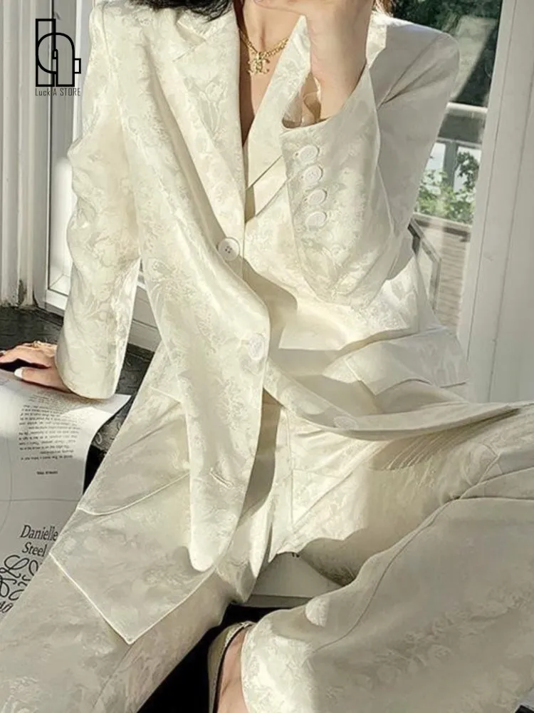 Женский атласный костюм из двух предметов винтажный блейзера и прямых брюк с