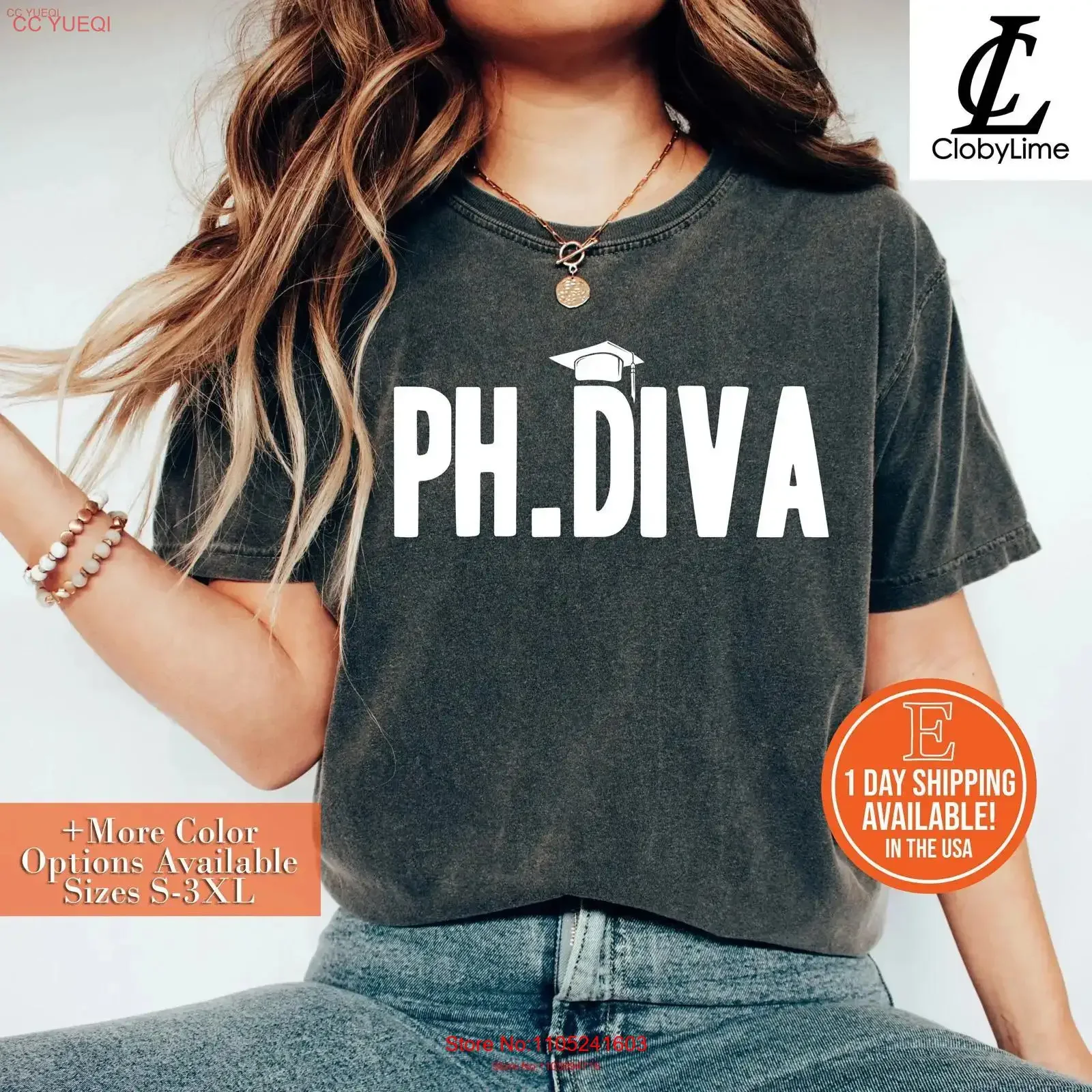 Фото Футболка PH Diva для выпускников PHD, юридических и медицинских вузов, забавная, женская, винтажная, с эффектом потертости, стильная, универсальная, дышащая, мужская №1