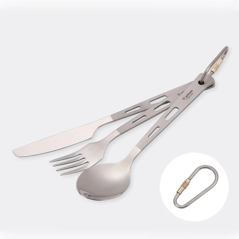 

3 шт./компл. из чистого титана, вилка, ложка, нож, дорожная посуда для улицы, кемпинга, столовые приборы, портативная Титановая посуда Ta8106P