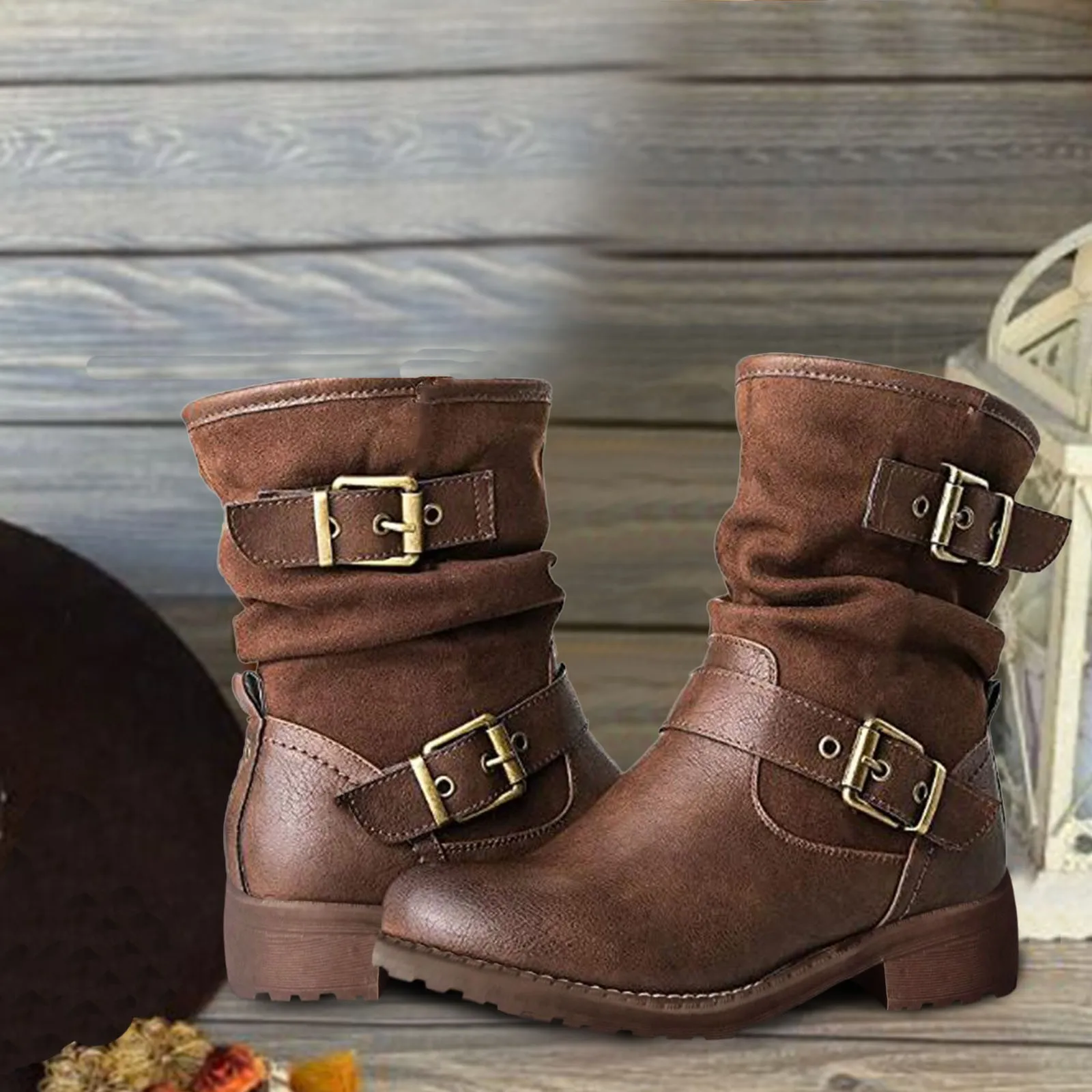 

Zipper Belt With Lowheeled Boots Womens Shoes Biker Boots for Women Black Rain Boots for Women Animal Print Booties Women Boots