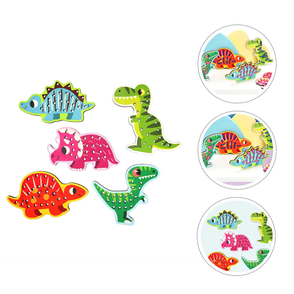 

1 Set Educational Threading Playthings Intellectual Threading Plates Dinosaurs Puzzle