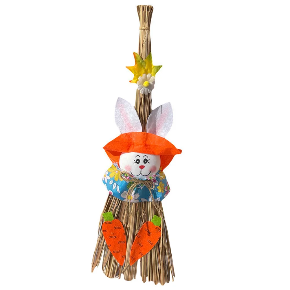 

Easter Tree Rabbit Decorations Ornaments Hanging Broom Bunny Decoration Straw Pendant Witch Ornament Stuffers Animal Figurine