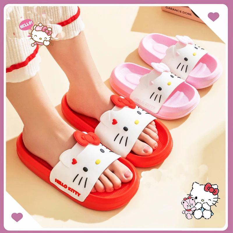 

Sanrioed Slippers Kawaii Parent-Child Home Bathroom Non-Slip Soft Summer Anime Cinnamoroll Hello Kitty Cute Kids Girls Gift Cute
