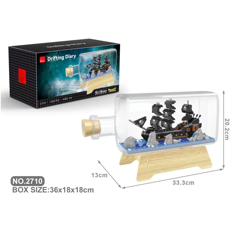 Один кусок в бутылке мини-конструктор Титаник Черная жемчужина пиратский