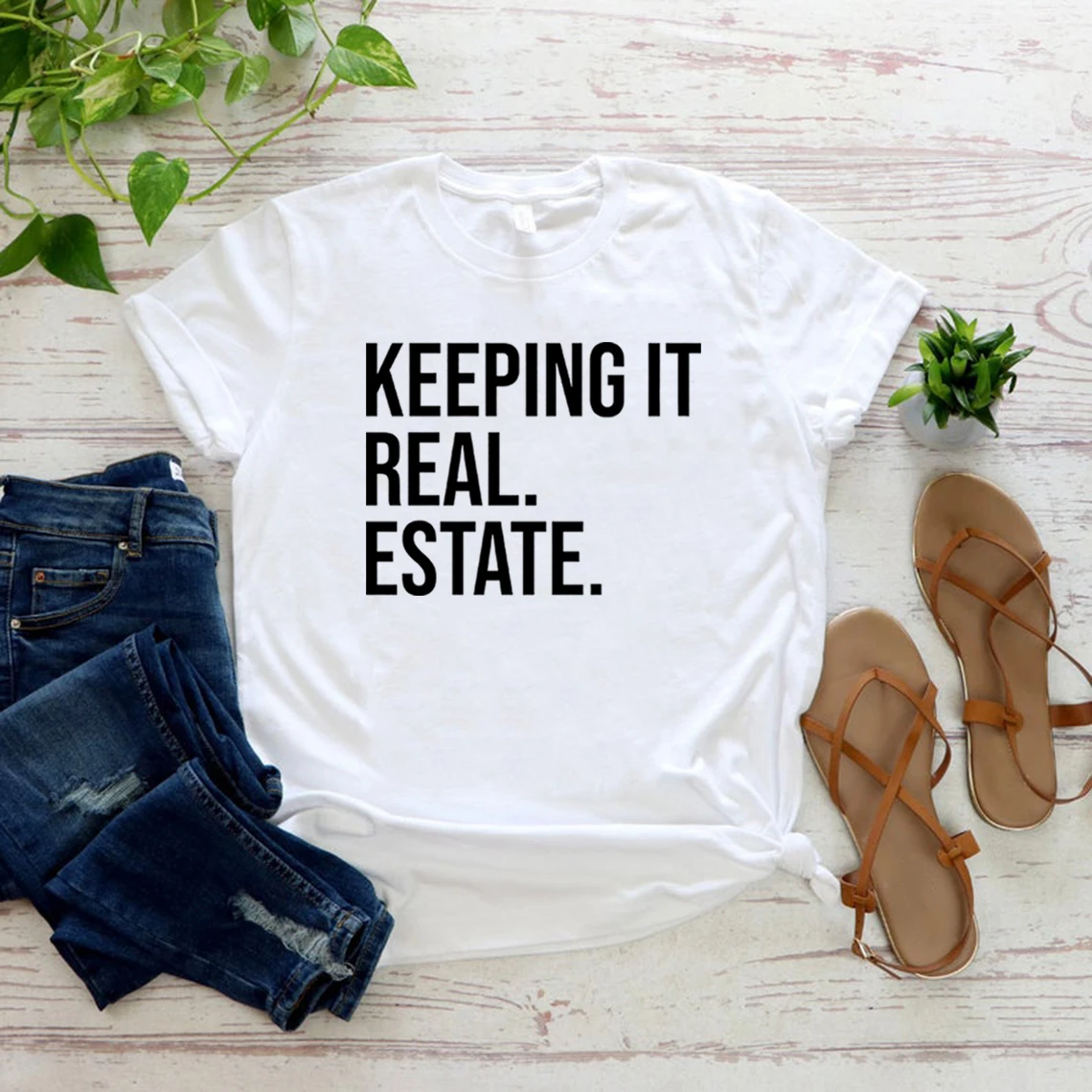 Футболка с надписью Keep It Real Estate футболка агента риэлтора забавная женская в