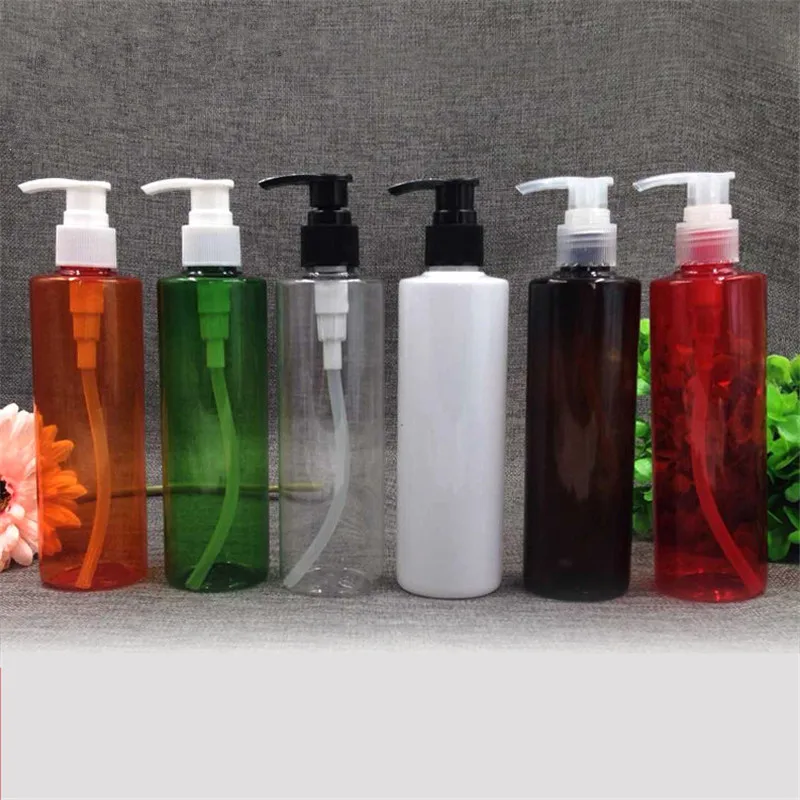 

2ps/lot 250ml colors for choice Plastic refillable Bottles with lotion pump with Free funnel for you home shampoo reuse bottle