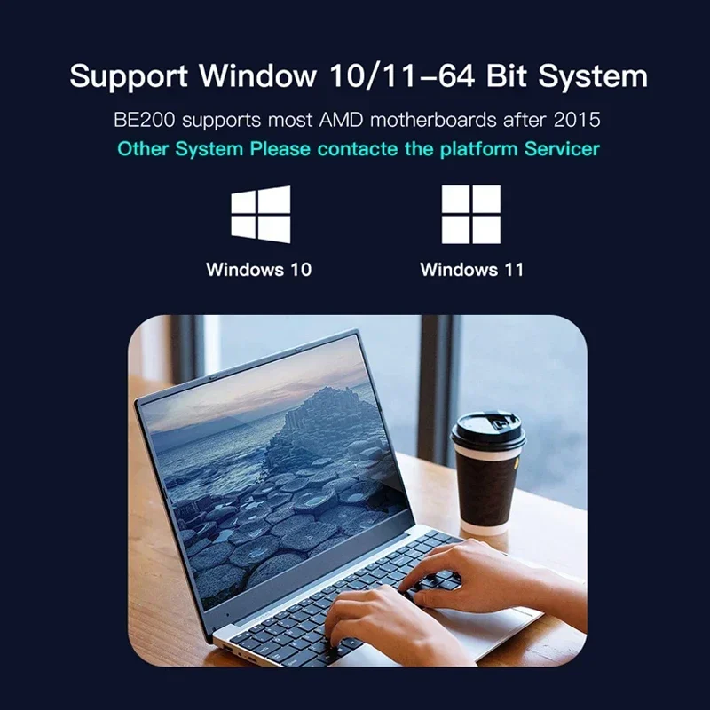BE200NGW WIFI7 Беспроводной Wi-Fi Bluetooth совместимый 2 4G/5G/6 ГГц 5 8 Гбит/с высокая скорость 8774
