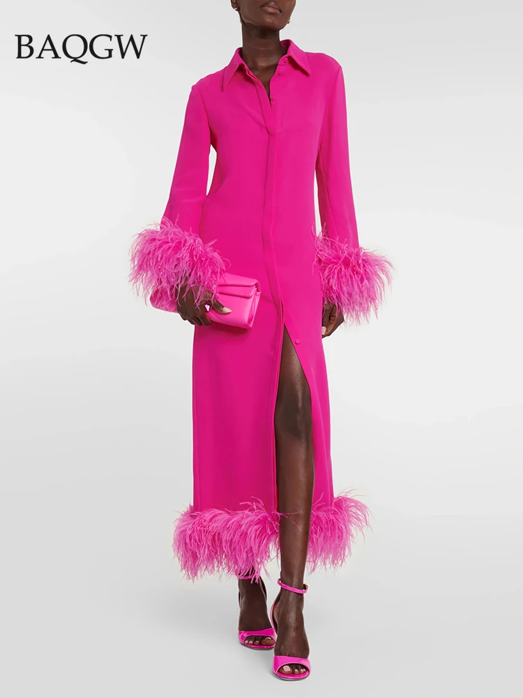 

Женское однотонное дизайнерское платье в стиле пэчворк, Элегантное однобортное платье с отложным воротником, длинным рукавом и высокой талией