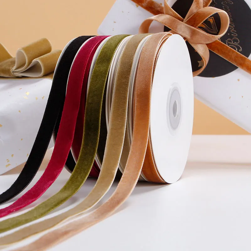 

Velvet Silk Ribbon 9Meters/Roll Single Sided Flocked Ribbon DIY Christmas Bow Decorative Clothing Accessories Velvet Webbing