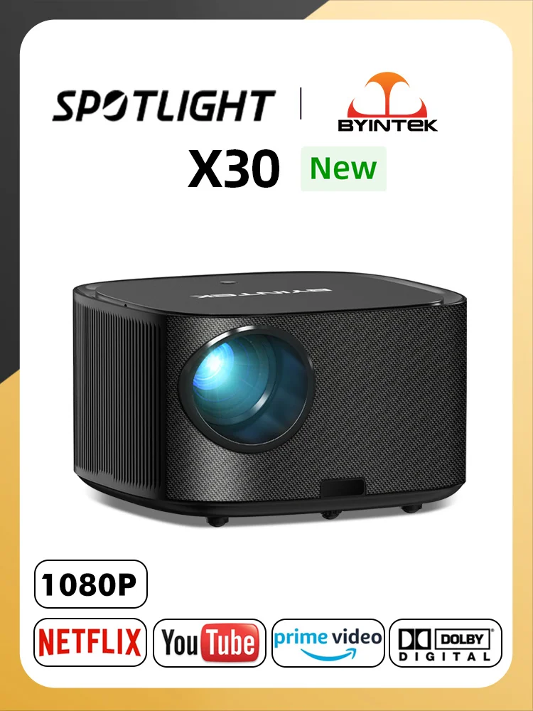 BYINTEK X30 1080P Full HD Лицензированная ТВ система Netflix AI Автофокус Dolby Smart WIFI LCD светодиодный видео проектор для домашнего кинотеатра