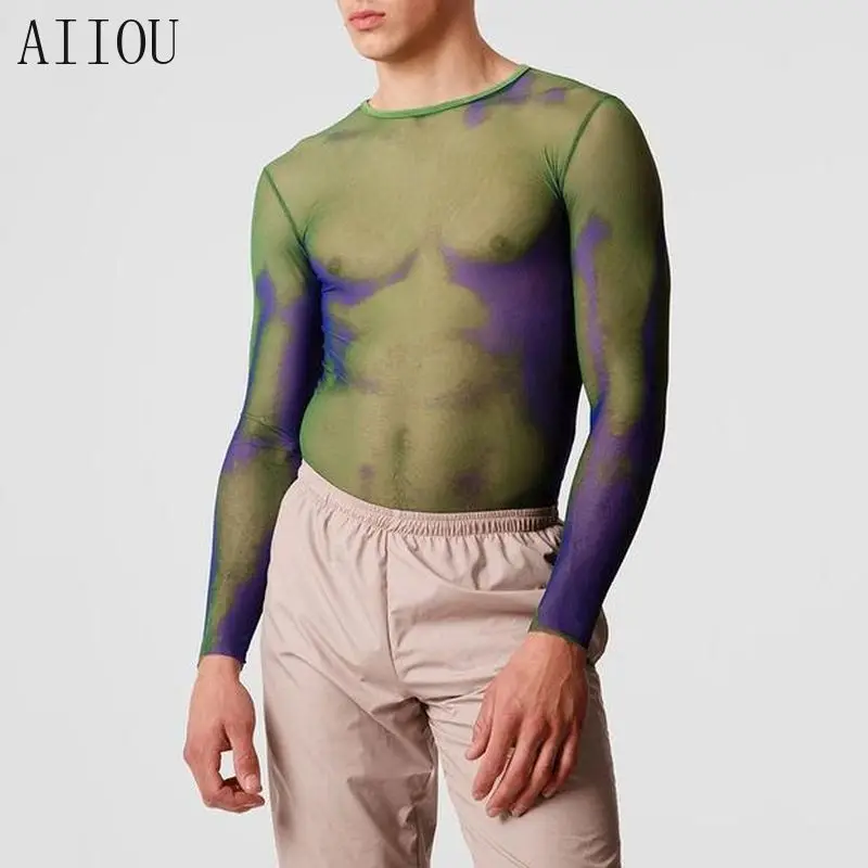 

AIIOU Man Sexy Leather Undershirts Corset Shirt Workout Transparent Shirt Vest Tops Longsleeve Suit Underwear Slimming Shapewear