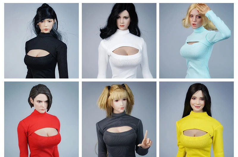 

1/6 Open Chest Long T-shirt Model Female Soldier Clothes Accessories Model fit 12 inch Action Doll Body