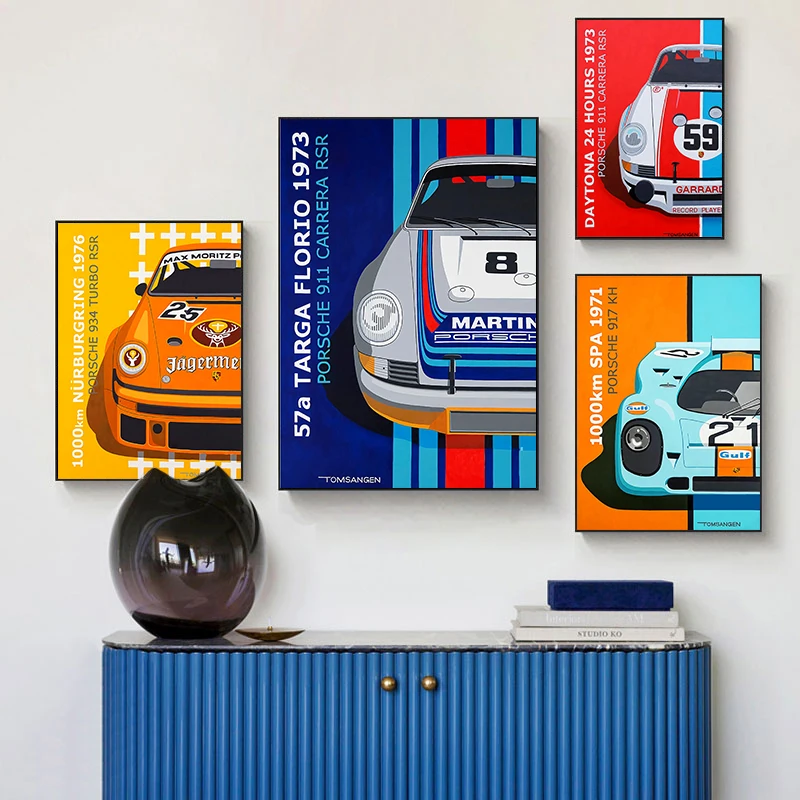 

Le Mans 24 Hours Endurance Race Racing Cars Canvas Posters Printed Canvas Painting Wall Art Pictures Living Room Decor (No Frame