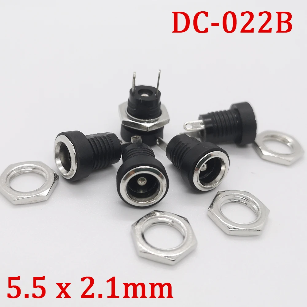 

500Pcs/Lot 5.5mm x 2.1mm DC-022B DC Jack Adapter 3A 12V DC022B DC Power Supply Charging Socket Female Panel Mount Connector