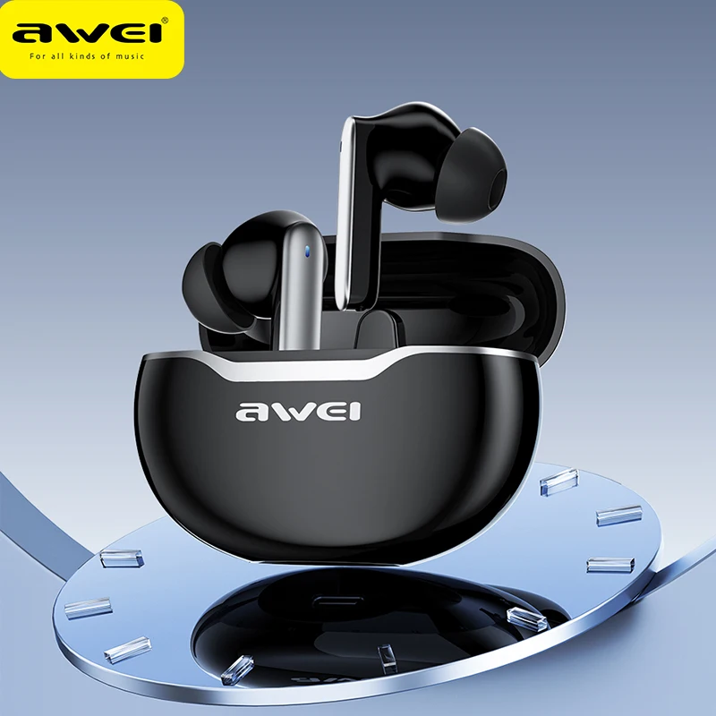 

Awei T50 4 Mic ENC Earphones Bluetooth True Wireless Earbuds BT5.3 HIFI Headphone Touch Control Low Latency Mode ENC Earbud