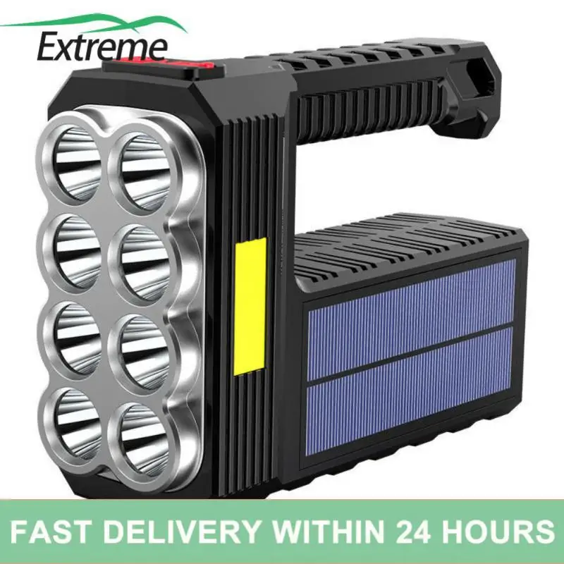 

High-endurance Super Bright Flashlight Handheld Lamp 1200 Mah Patrol Lamp Solar Flashlight Eight Nuclear High-brightness Lamp