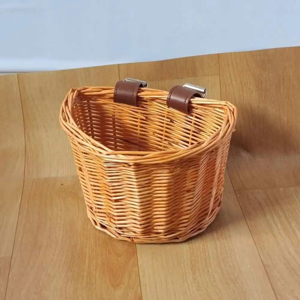 

Durable Bike Basket Bicycle Basket Handmade Woven Rattan Bike Baskets Capacity Strong Load-bearing Front Handle Bicycle