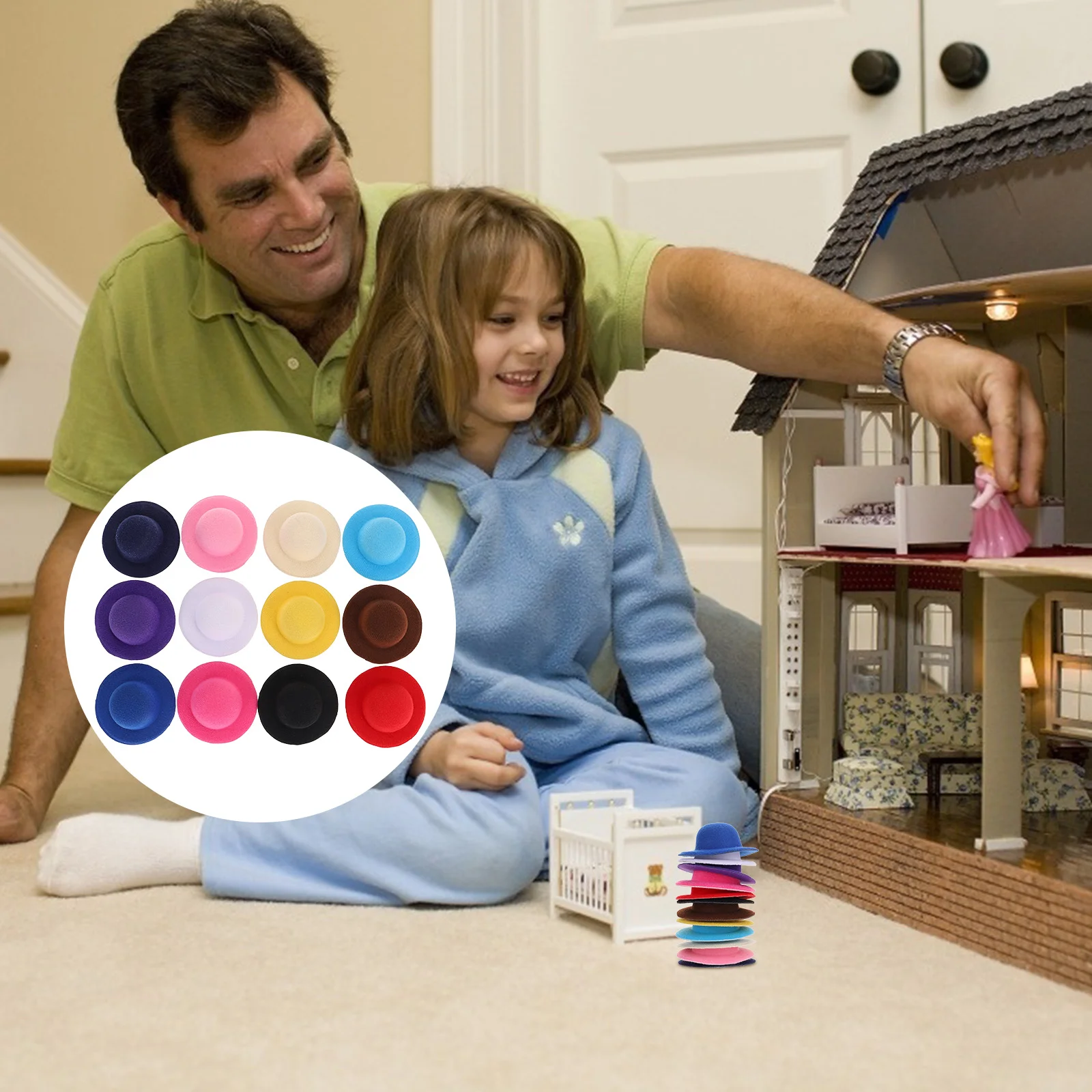 

12Pcs Miniature Fabric Hat Mini Hat Miniature House Ornament Photography Props