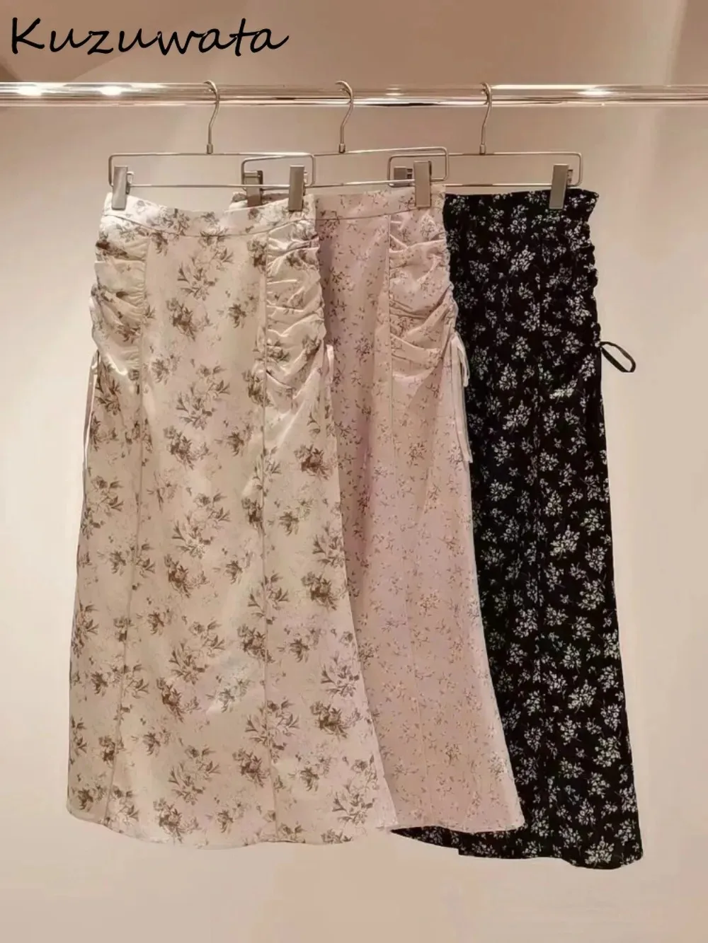 Универсальная облегающая юбка Kuzuwata с принтом милая повседневная средней длины
