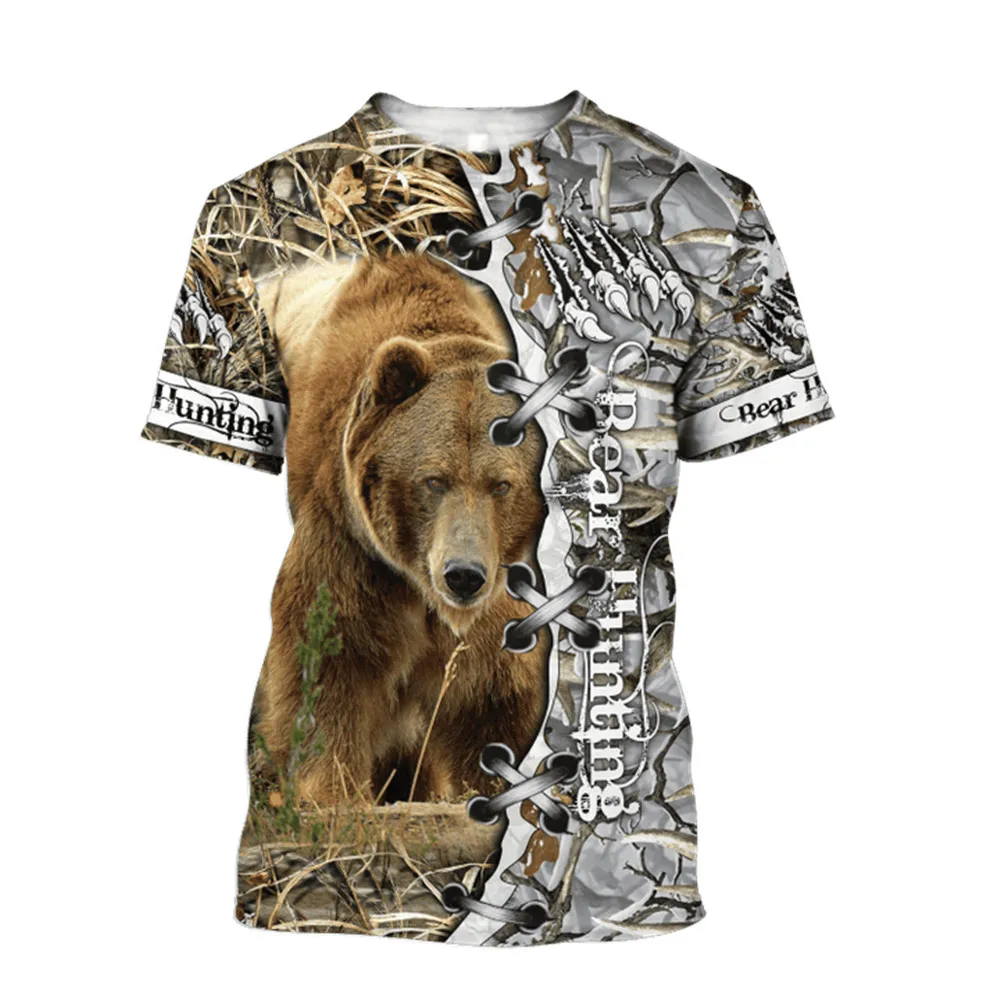 Охотничьи камуфляжные толстовки HX Bear модный жилет с 3D рисунком животных футболки