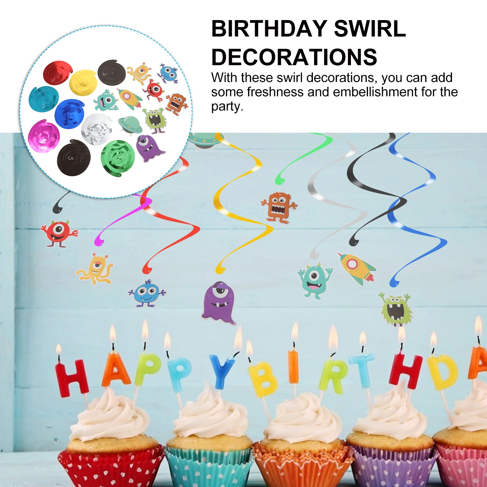 18 шт. мультяшные украшения вечерние фоны подвесные дворе завитки растяжки