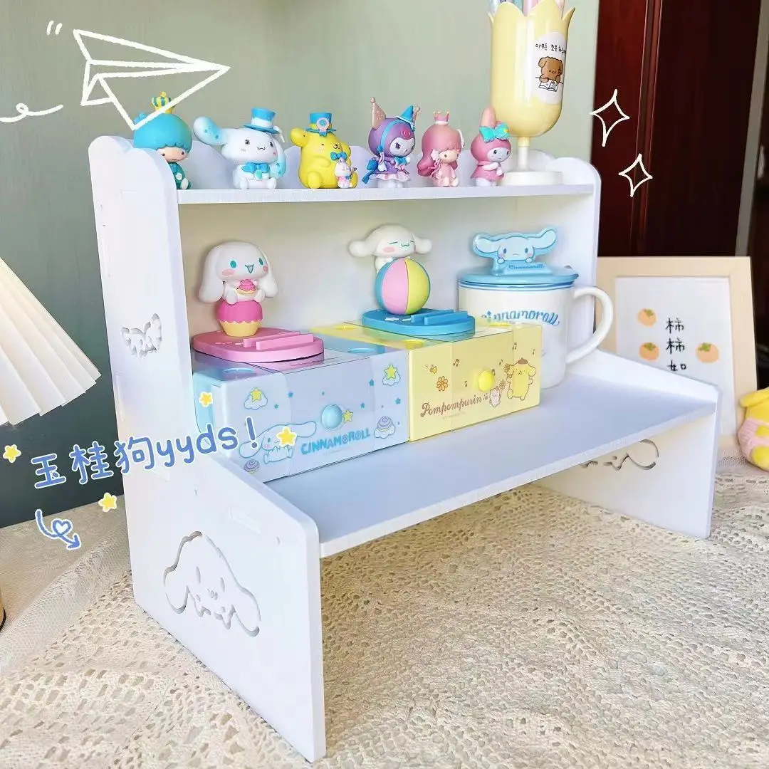 Sanrio Cinnamoroll Hello Kitty настольная двухслойная полка мультяшный милый кавайный