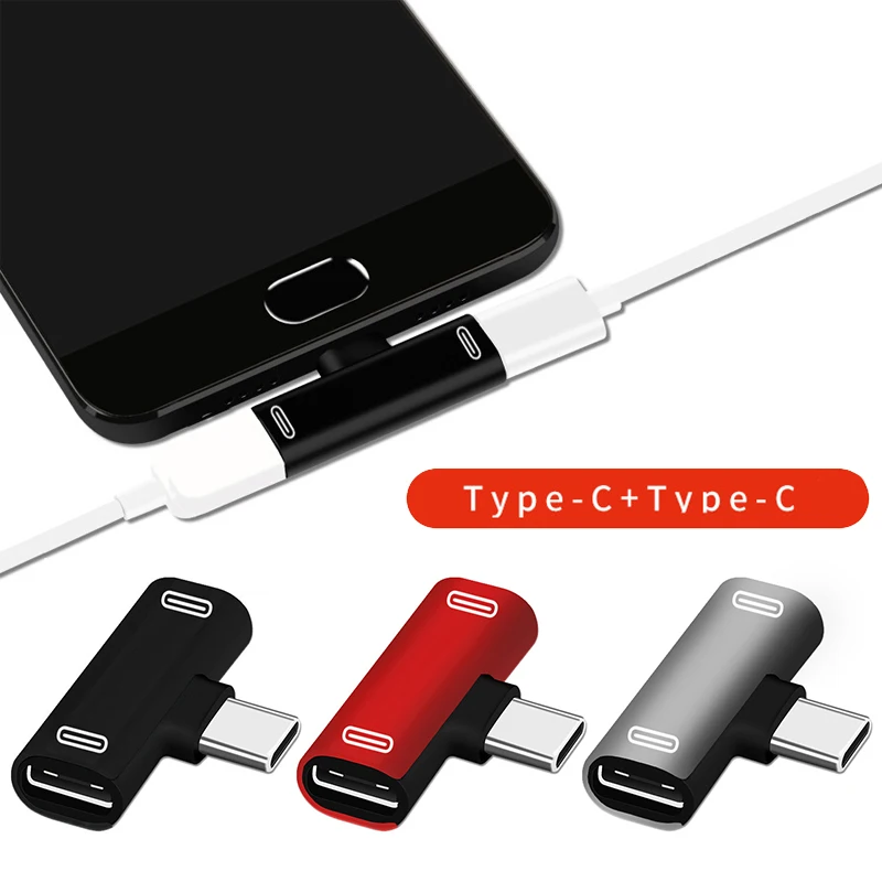 

3 Ports Double Type-c Adapters Alloy High Speed Charging Cable Earphone Converters USB C To Type-C Adapter Mini Connector Phone