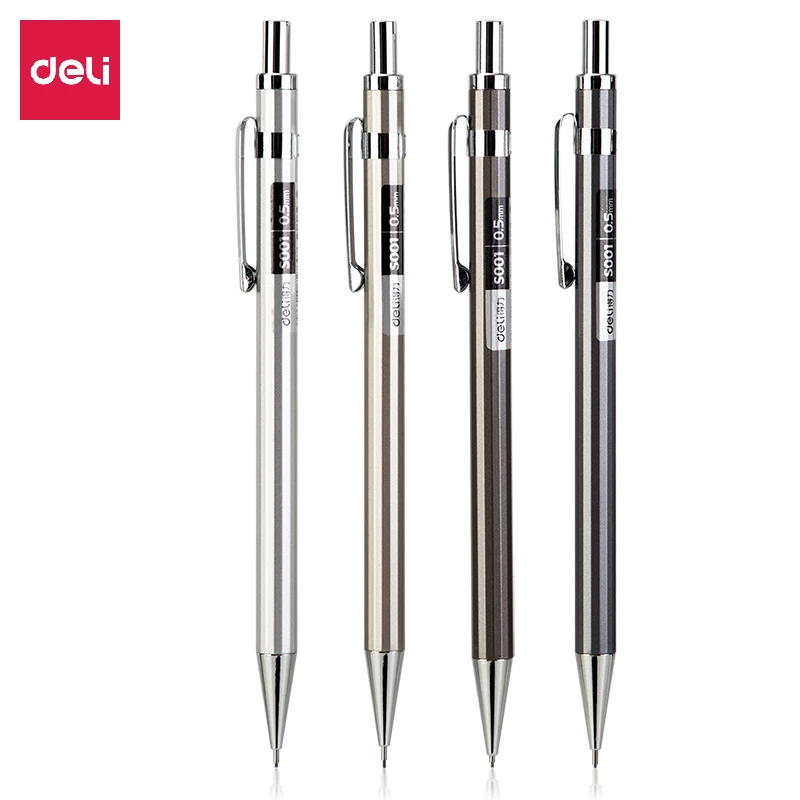 High Quality Deli Mechanical Pencil Full Metal 0.5MM/0.7MM For Professional Painting And Writing School Supplies Stationery Pens