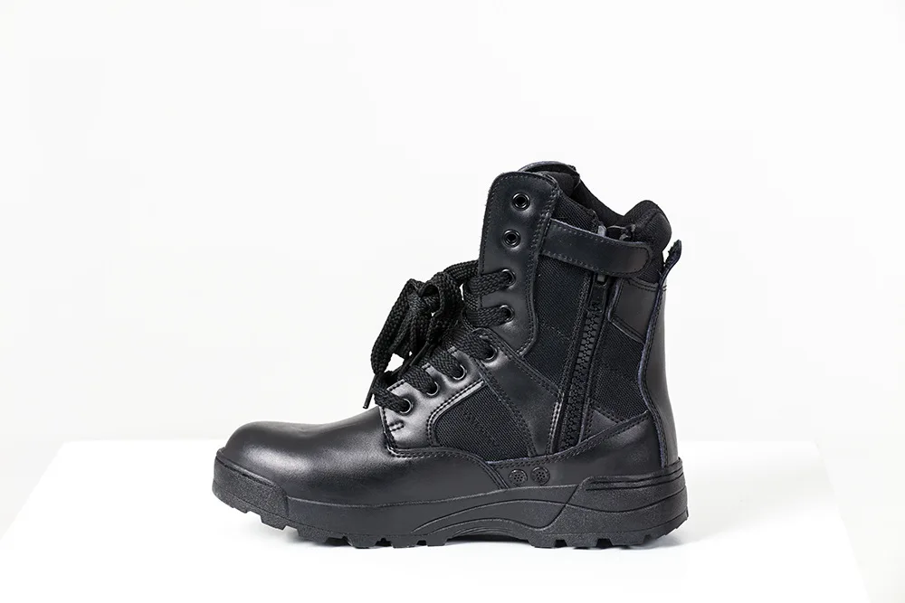 Черные кожаные военные походные тактические армейские ботинки |