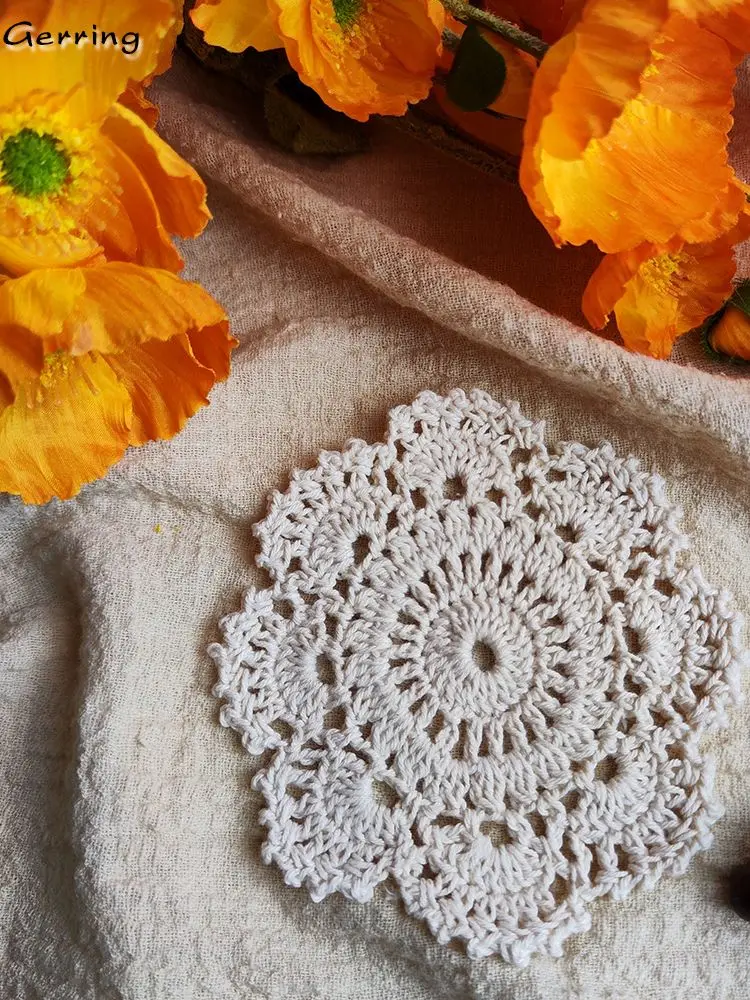 Hand Crochet Doilies 12cm White Round Lace Doily Vintage wedding,Tea parties 