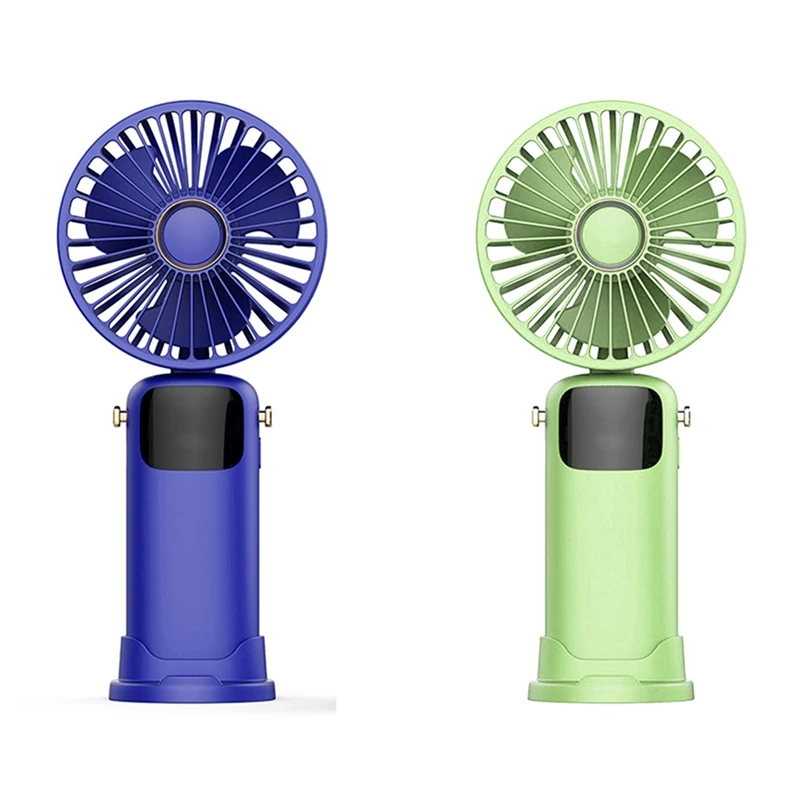 

3000Mah Summer Handheld Fan Portable Folding Fan USB Charging High Wind Power Fan + LED Screen For Student Blue