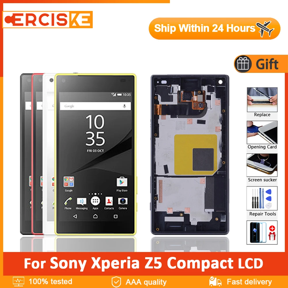 

ЖК-дисплей 4,6 "для SONY Xperia Z5 Compact, сенсорный экран с рамкой и дигитайзером в сборе для Sony Z5 Mini LCD E5823 E5803, оригинал
