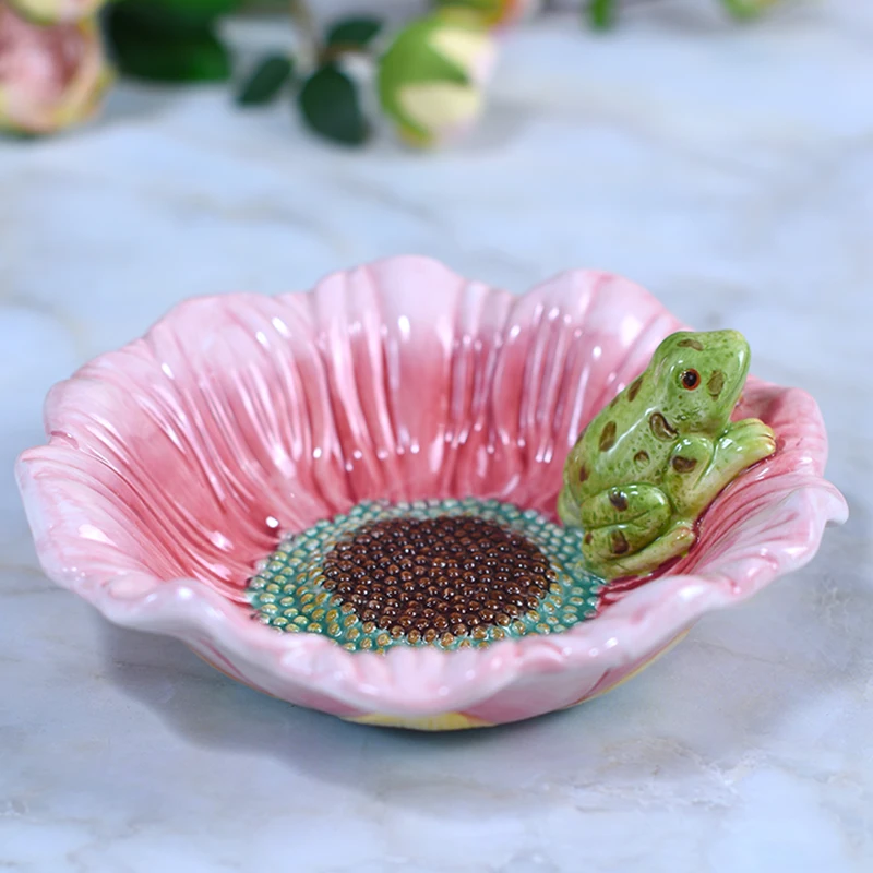 Сушеный керамический поднос для хранения цветов лягушки домашнего декора