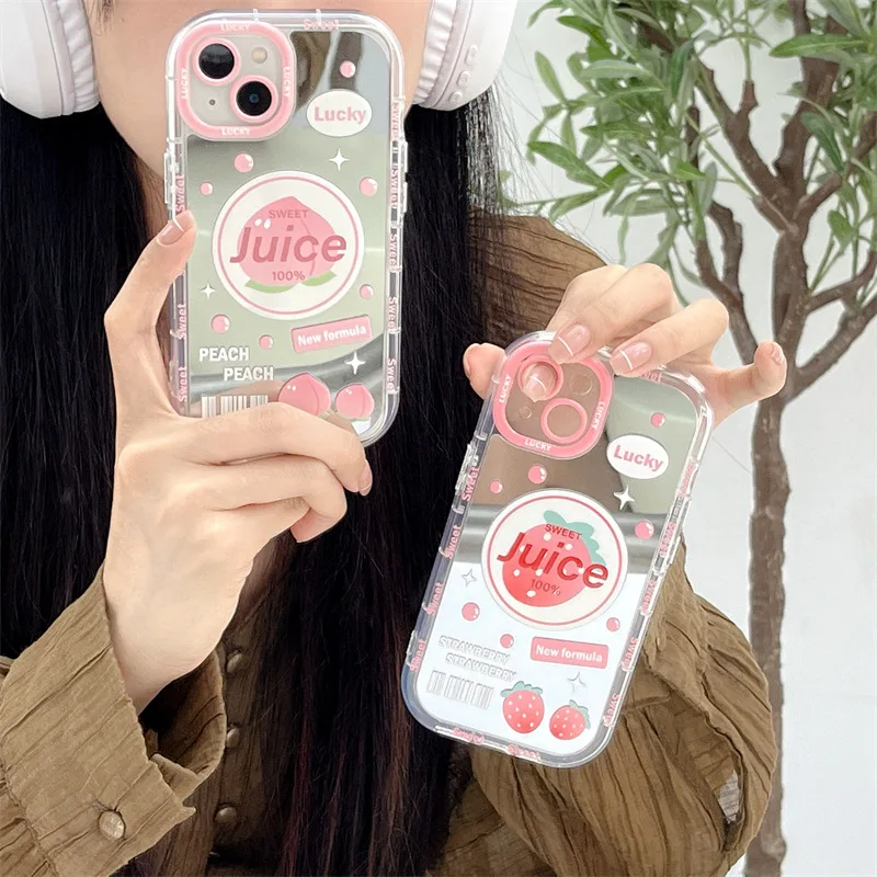 

Mirror English Pink Honey Peach Phone Case For iphone 14 13 12 11 Pro Max X XR XSMAX 7 8 Plus SE TPU Case Cover new products