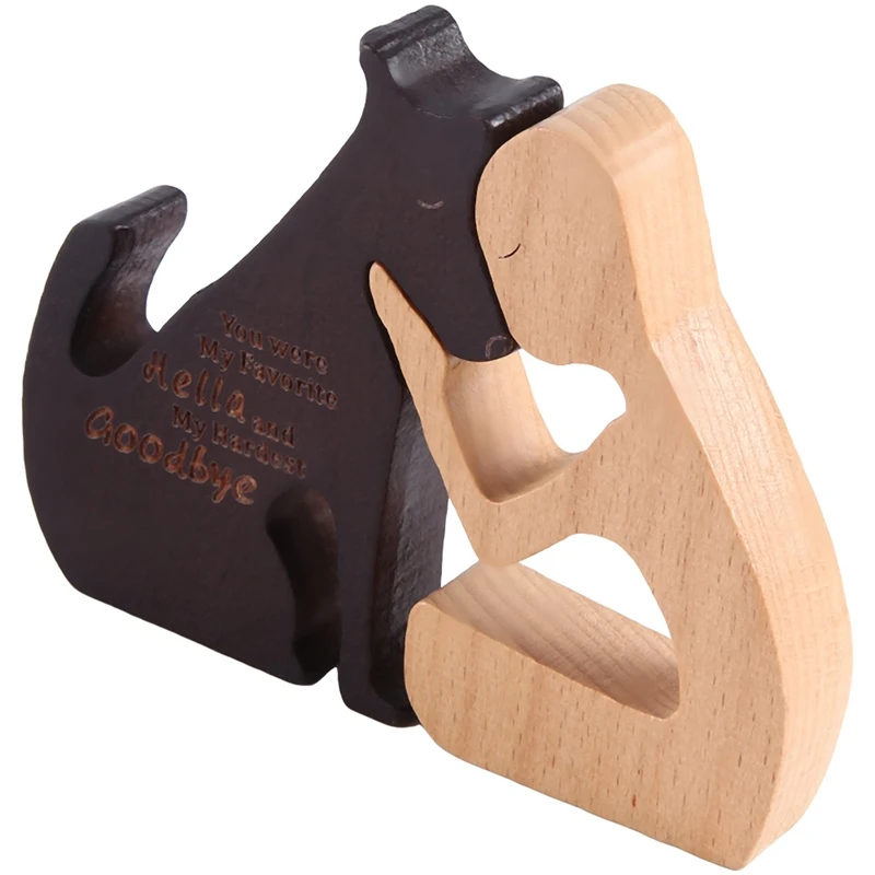 Деревянная семейная статуя собаки украшения ручной работы деревянное украшение