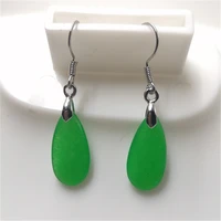 natural green chalcedony hand carved drop earrings fashion boutique jewelry men and women earrings gift accessories