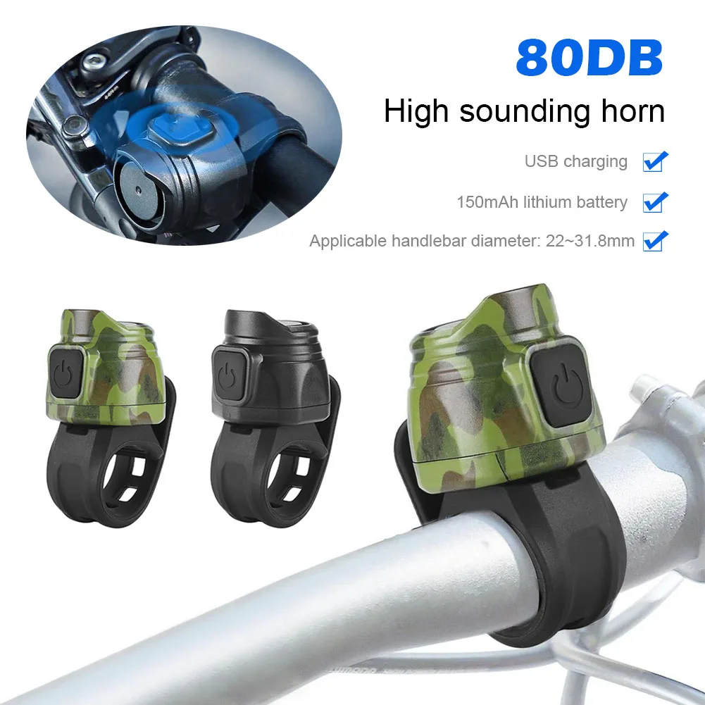

Bicycle Electric Bell USB Charging 80dB MTB Road Bike Ring Sound Warning Electric Bell Horn For 22~31.8mm Handlebar Bike Bell