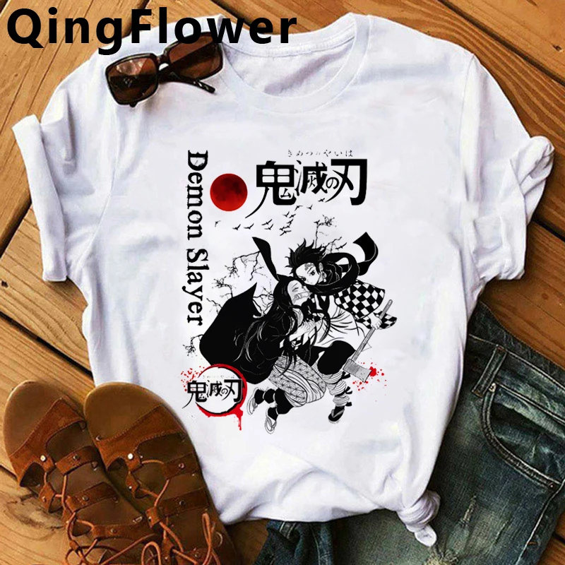 Футболка женская с изображением японского киметасу No Yaiba Nezuko топ рисунком из