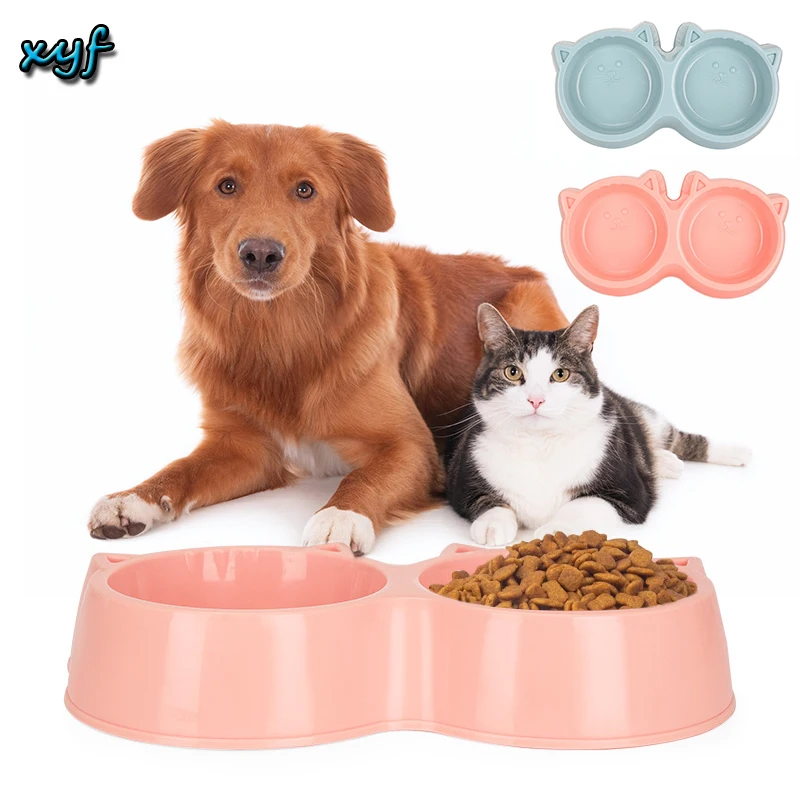 

Cat Ears Pattern Feeder Cat Bowl Dog Bowl Double Wrist Thickened Bite-resistant Drop-proof Drinking Small Medium-sized for Pet