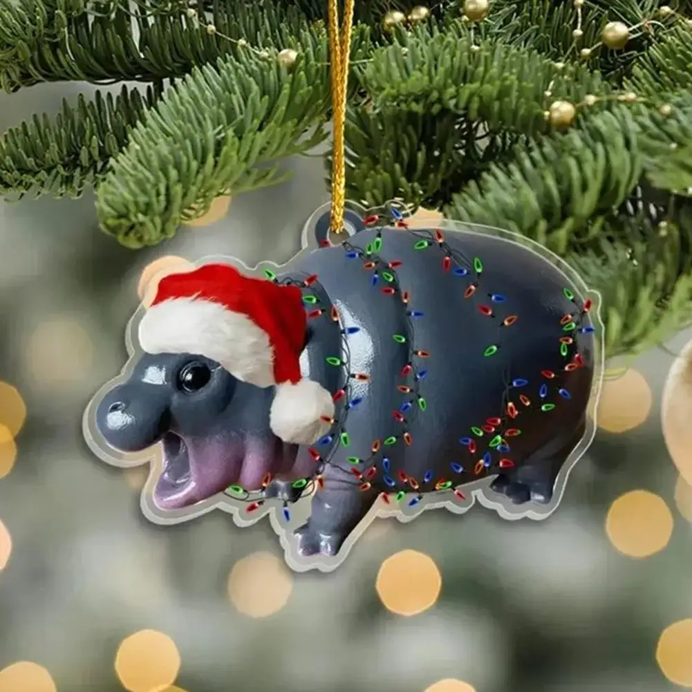 Рождественское украшение Moodeng из смолы Angry Hippopotamus акриловое для рождественской