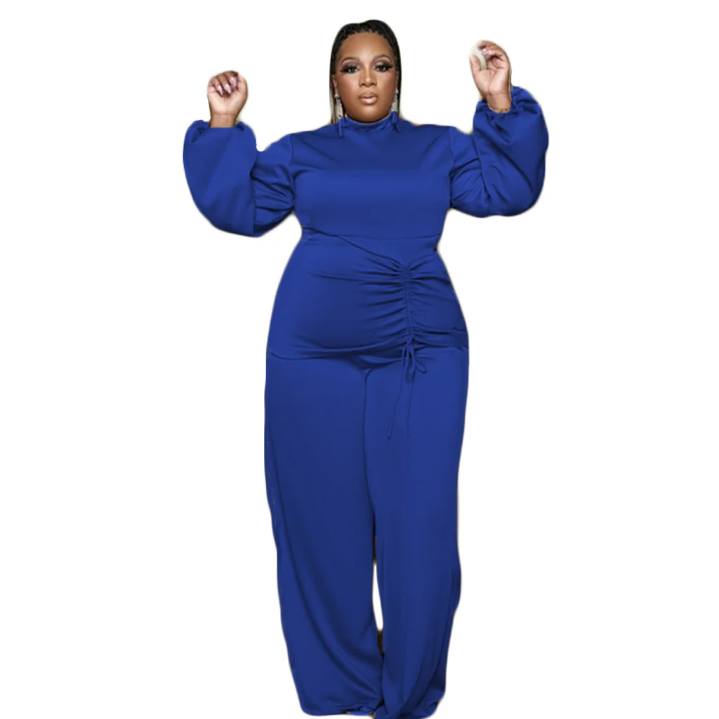 Plus Size Fall Outfits Women Clothing Two Piece Sets Solid Color Long Sleeve Draw String Wi 3xl 4xl 5xl 6xl