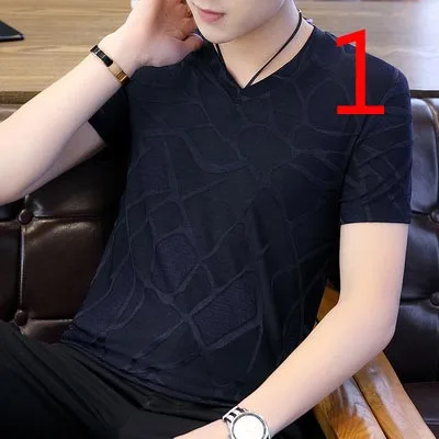 

Летняя Высококачественная Мужская футболка с коротким рукавом Корейская версия тренда из хлопка с круглым вырезом