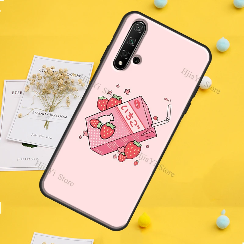 Милый японский чехол с клубничным Молоком Для Huawei P30 P20 P40 P60 Pro P Smart Nova 9 5T Honor Magic 5 Lite