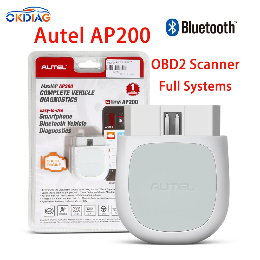 Autel AP200 Full Systems Bluetooth OBD2 Scanner Automotivo OBD 2 TPMS Code Reader Car Diagnostic Tool Scan Tools ap200 autel