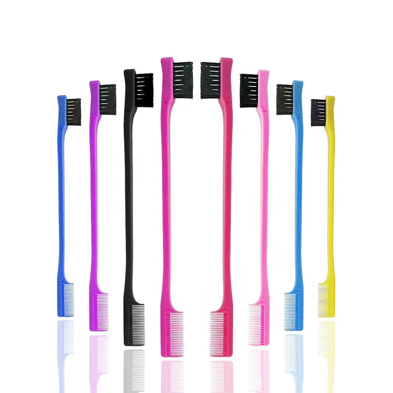 

Factory Wholesale 9 Colors Hair Edge Brush Bulk Packaging Double Sided Hair Styling Brush