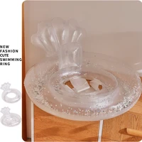 new clear giltter swim seat shell mermaid with backrest pool inflatable swimming ring pool floating beach party toys