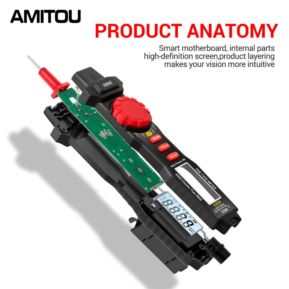 AMITOU A3004 4000 отсчетов мультиметр измеритель ручки бесконтактный AC/DC напряжение