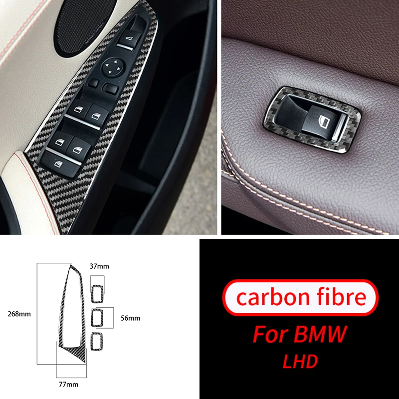 

Для BMW X3 F25 X4 F26 2011-2017 аксессуары Real 4 шт./компл. стеклоподъемник автомобиля из углеродного волокна кнопка переключения рамка Крышка отделка