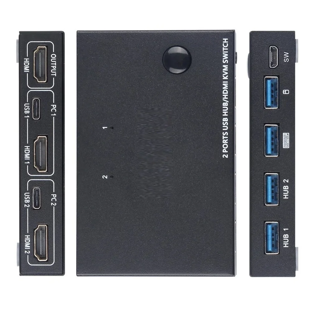 

2 в 1 выход 4K USB HDMI KVM переключатель коробка для 2 ПК совместное использование клавиатуры мыши разъем принтера Paly видео дисплей USB Swltch сплиттер