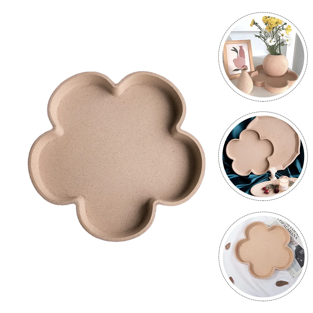 

Wooden Serving Tray Dresser Decor Desktop Bracelet Plate Holder Tray Dresser Storage Flower Shape Trinket Display Holder